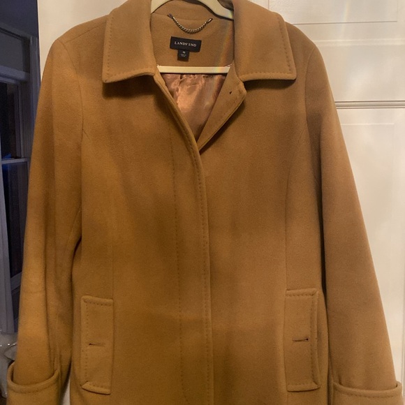 Lands’ End khaki wool coat - Picture 5 of 8